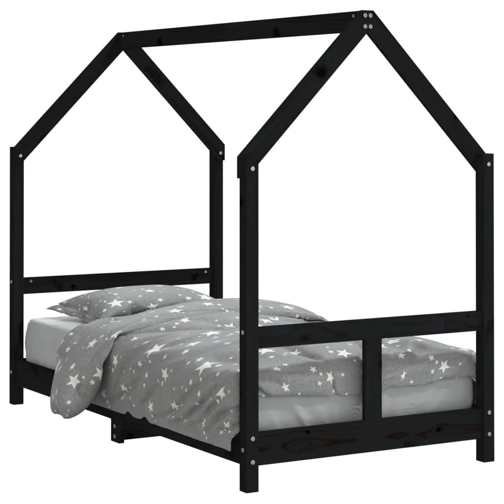 Vidaxl Estructura De Cama Para Niños Madera De Pino Negro 80x160 Cm_0