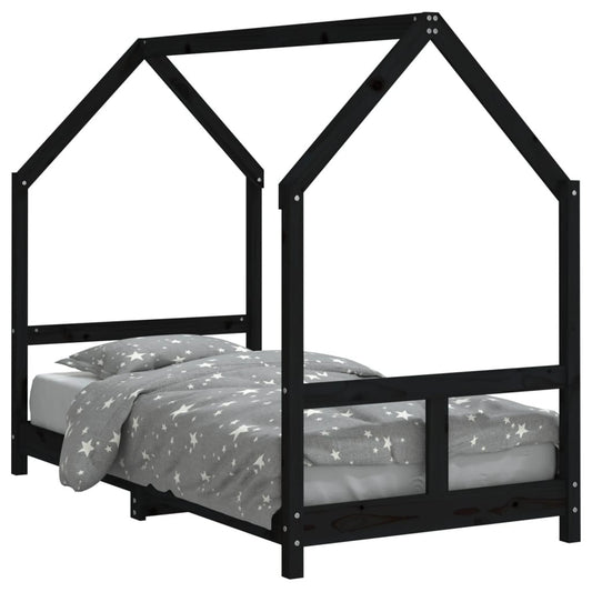 Vidaxl Estructura De Cama Para Niños Madera De Pino Negro 80x160 Cm_0
