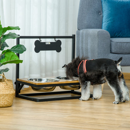 Pawhut Comedero Para Perros Elevado Ajustable Con 2 Cuencos De Acero Inoxidable_1