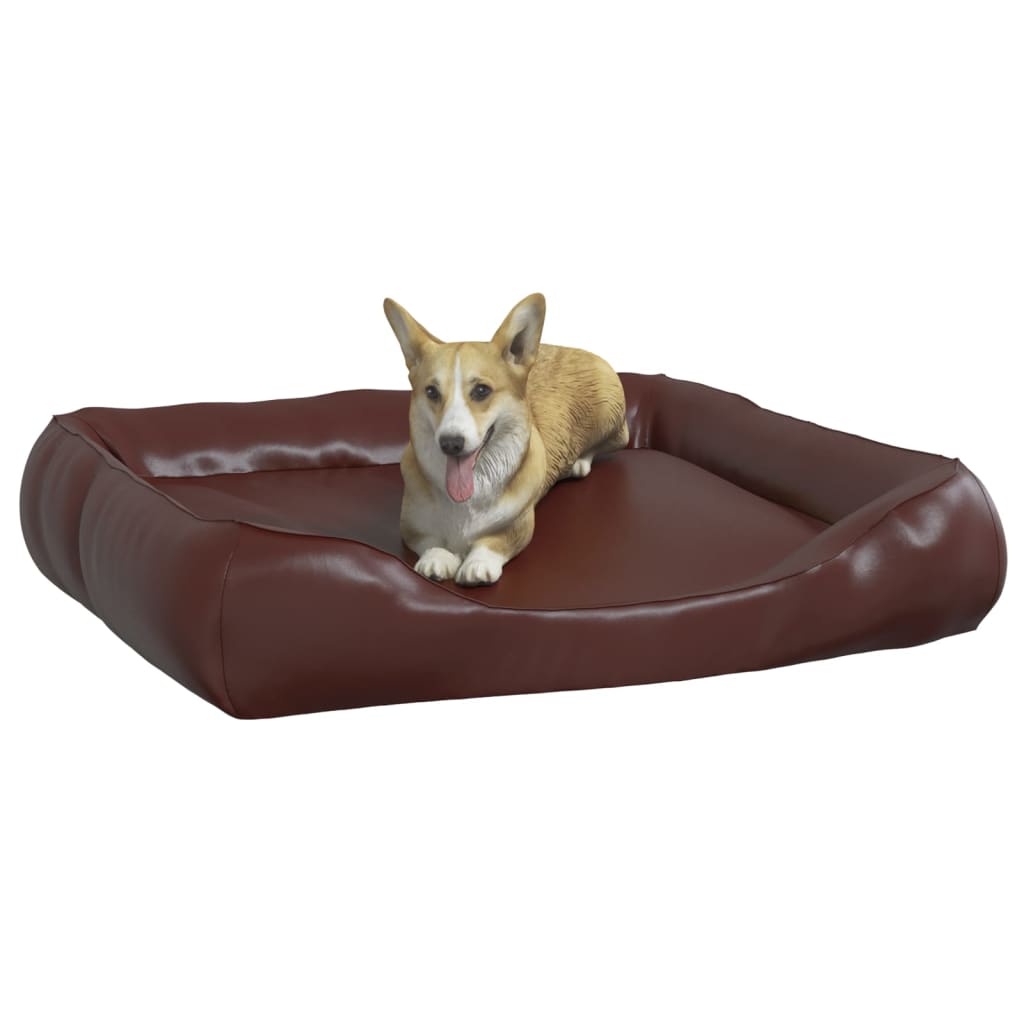 Vidaxl Cama Para Perros De Cuero Sintético Marrón 105x80x25 Cm_5
