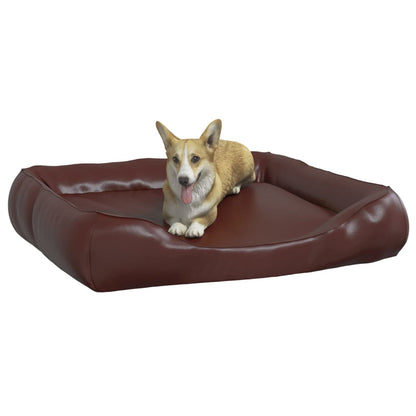 Vidaxl Cama Para Perros De Cuero Sintético Marrón 105x80x25 Cm_5