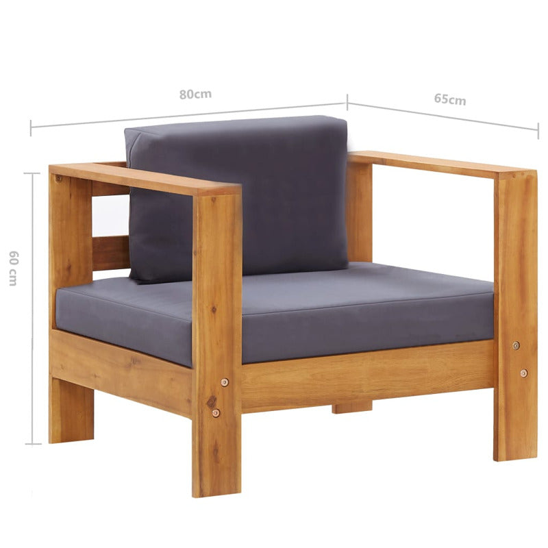 Vidaxl Silla De Jardín Con Cojín Madera Maciza De Acacia Gris Oscuro_5