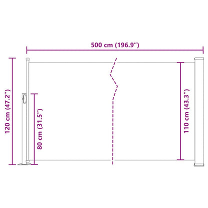 Vidaxl Toldo Lateral Retráctil De Jardín Marrón 120x500 Cm_2
