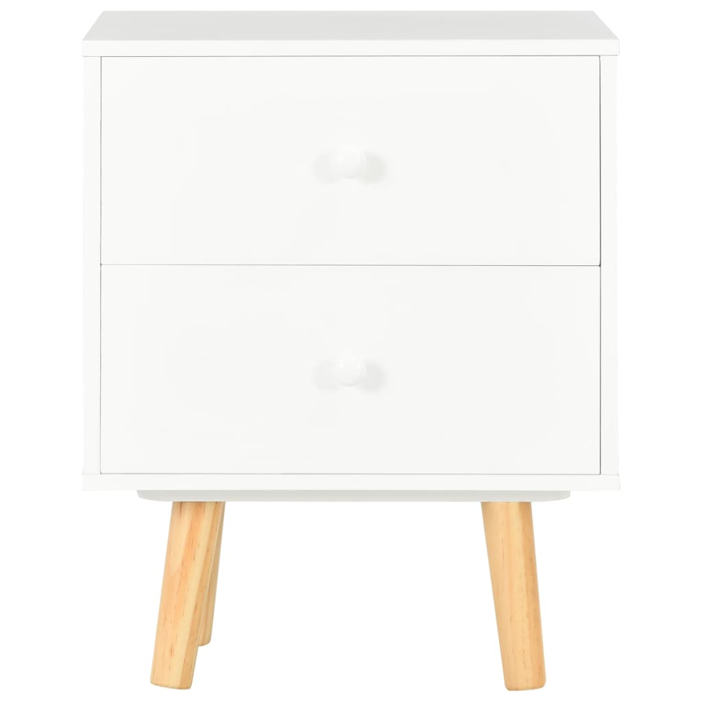 Mesitas De Noche 2 Uds Madera Maciza De Pino Blanco 40x30x50 Cm_2