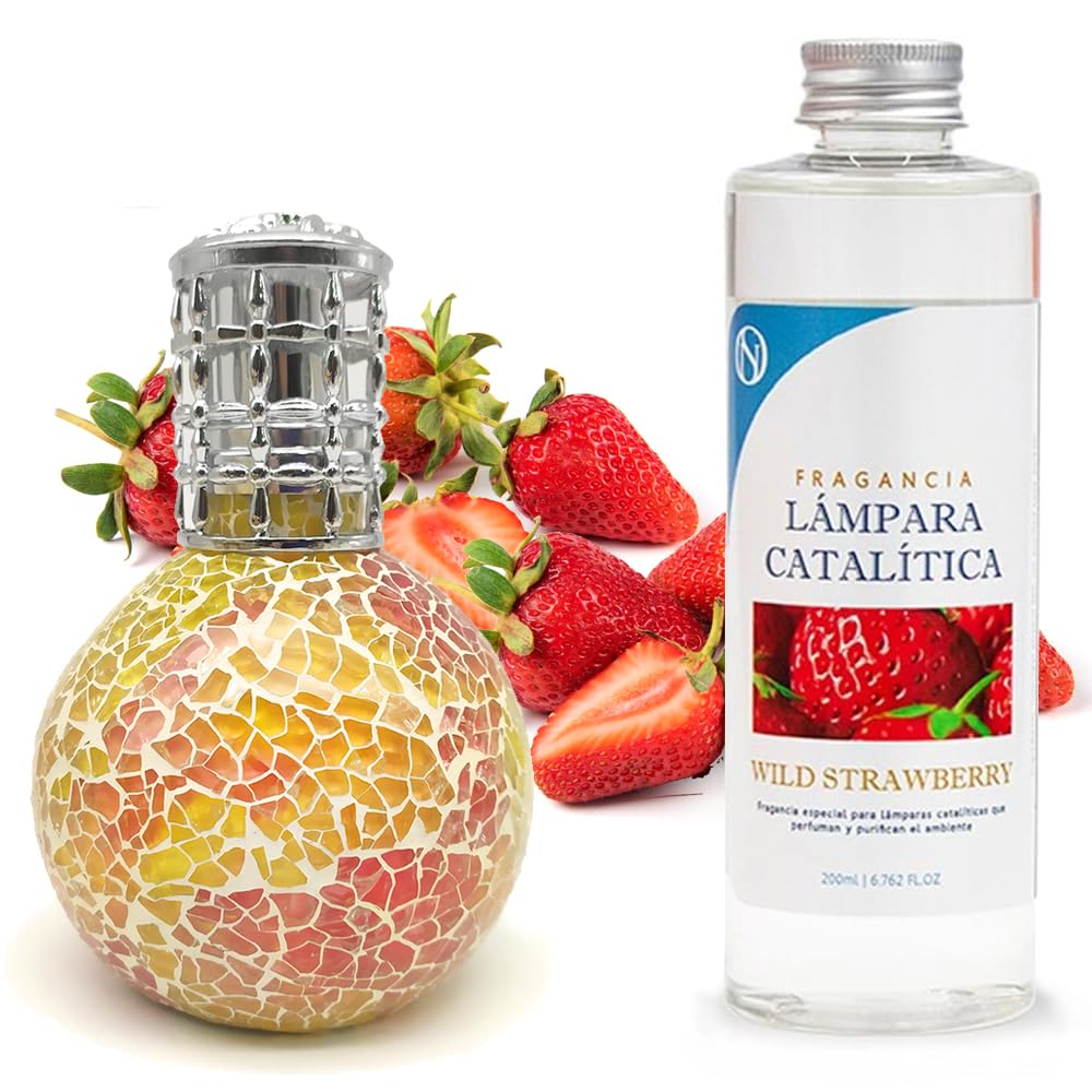 Lámpara Catalítica Mosaico Bicolor + Aroma Wild Strawberry 500ml - Elimina Malos Olores, Impurezas Y Perfuma_0