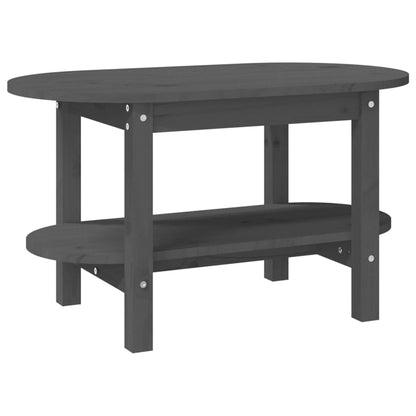 Mesa De Centro De Madera Maciza De Pino Gris 80x45x45 Cm_0