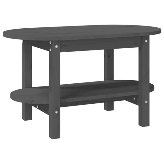 Mesa De Centro De Madera Maciza De Pino Gris 80x45x45 Cm_0