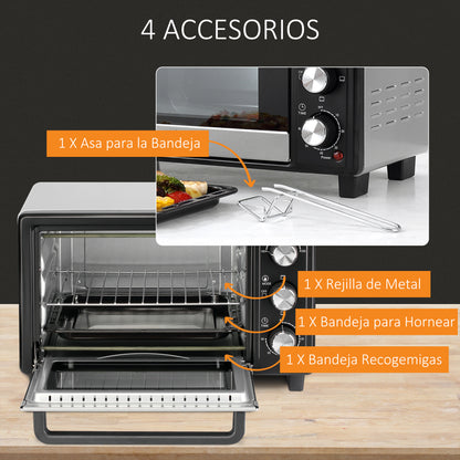 Homcom Horno Eléctrico De Sobremesa 16l 1400w Con 3 Modos De Calor Y Termostato_3