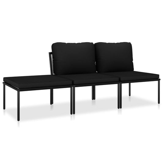 Vidaxl Juego De Muebles De Jardín 3 Piezas Con Cojines Pvc Negro_0