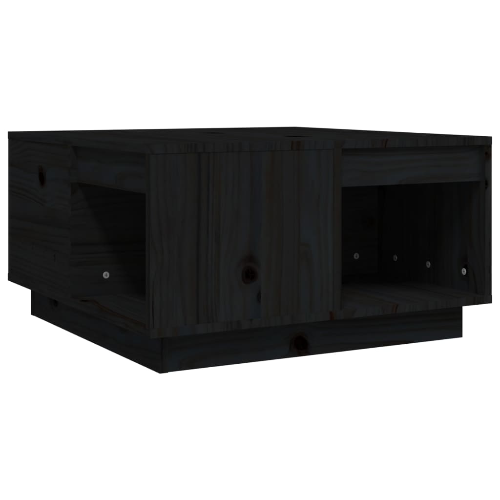 Mesa De Centro De Madera Maciza De Pino Negro 60x61x32,5 Cm_0