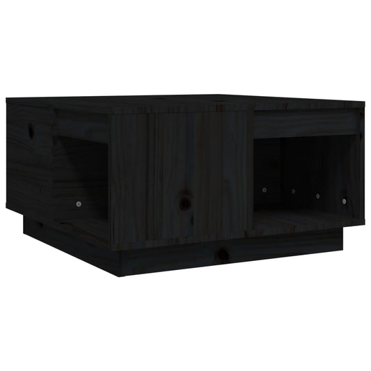 Mesa De Centro De Madera Maciza De Pino Negro 60x61x32,5 Cm_0