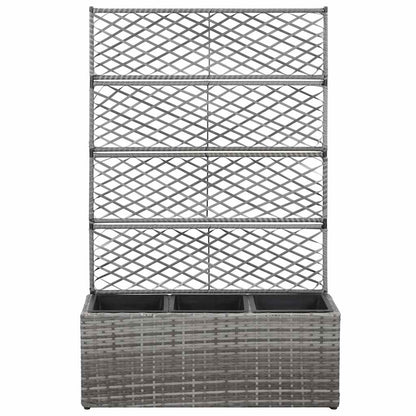 Enrejado Y Arriate 3 Macetas Ratán Sintético Gris 83x30x130 Cm_0