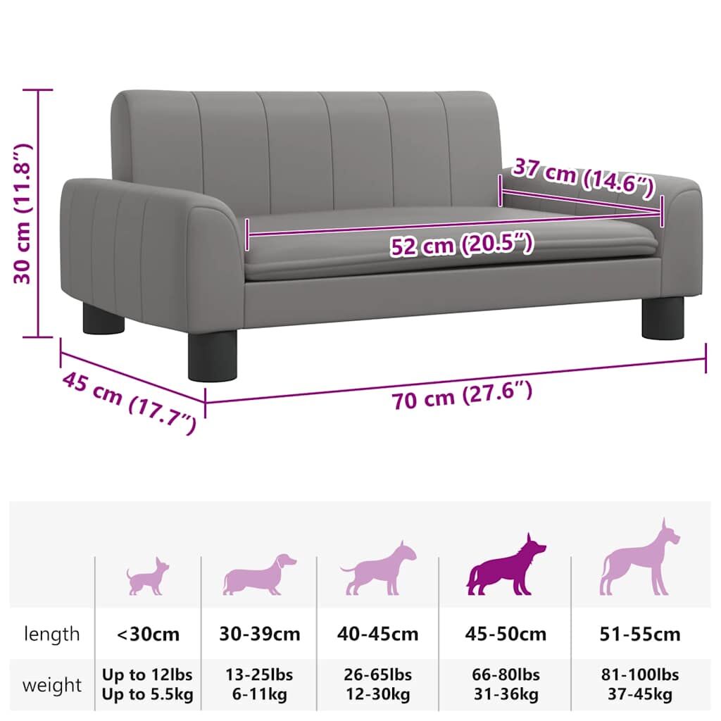 Vidaxl Cama Para Perros De Cuero Sintético Gris 70x45x30 Cm_2