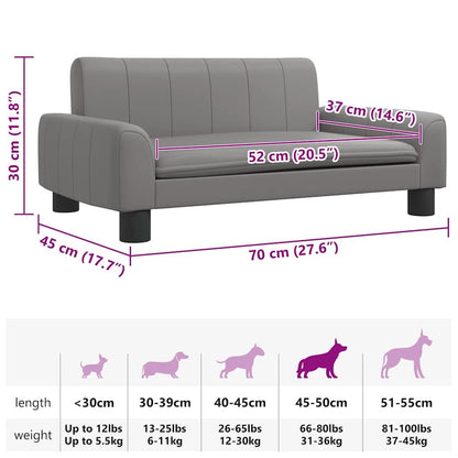 Vidaxl Cama Para Perros De Cuero Sintético Gris 70x45x30 Cm_2