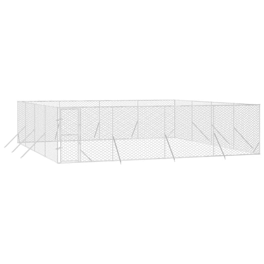 Vidaxl Perrera De Exterior Acero Galvanizado Plateado 8x8x2 M_0