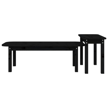 Juego De Mesas De Centro 2 Piezas Madera Maciza De Pino Negro_4
