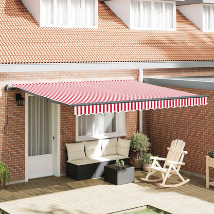 Toldo Retráctil Rojo Y Blanco 400 X 350 Cm Tela Y Aluminio_1