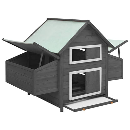 Vidaxl Gallinero Madera Maciza De Abeto Gris Y Blanco 150x96x110 Cm_1