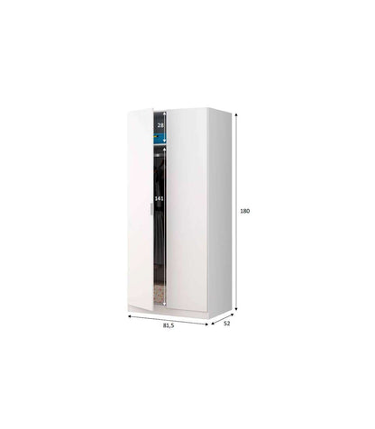 Armario Ropero Herro 2 Puertas Acabado Blanco 180 Cm(alto)81 Cm(ancho)52 Cm(largo)_2