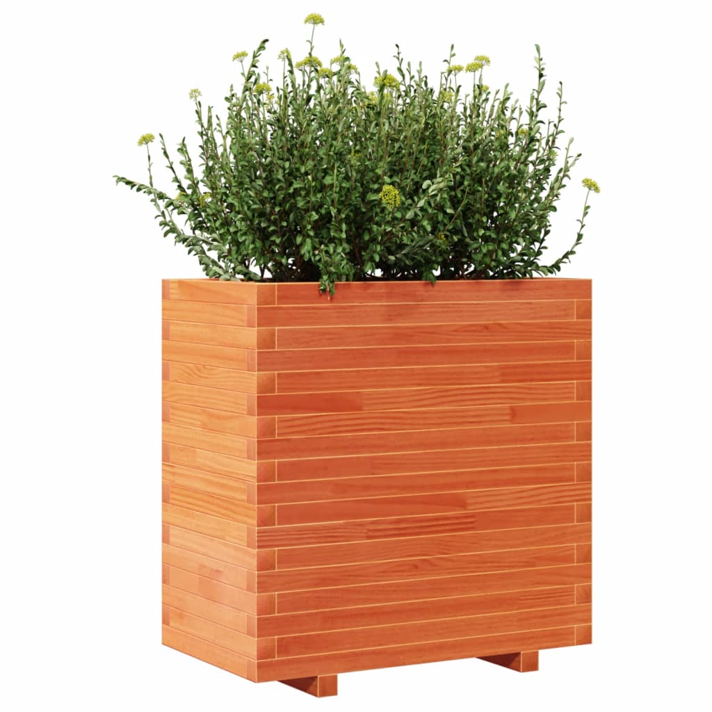 Jardinera Madera Maciza De Pino Marrón Cera 70x40x72 Cm_3