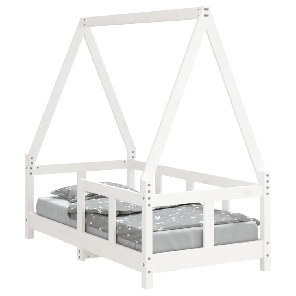 Vidaxl Estructura De Cama Para Niños Madera De Pino Blanco 70x140 Cm_0