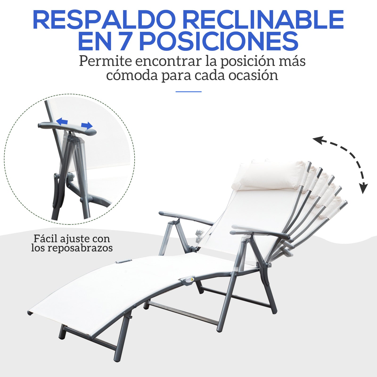 Outsunny Set De 2 Tumbonas Plegables Con Respaldo Ajustable 137x63,5x100,5 Cm_3