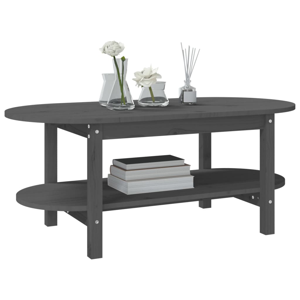Mesa De Centro De Madera Maciza De Pino Gris 110x55x45 Cm_2