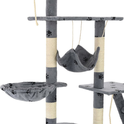 Vidaxl Rascador Para Gatos Con Poste De Sisal 230-250 Cm Huellas Gris_5