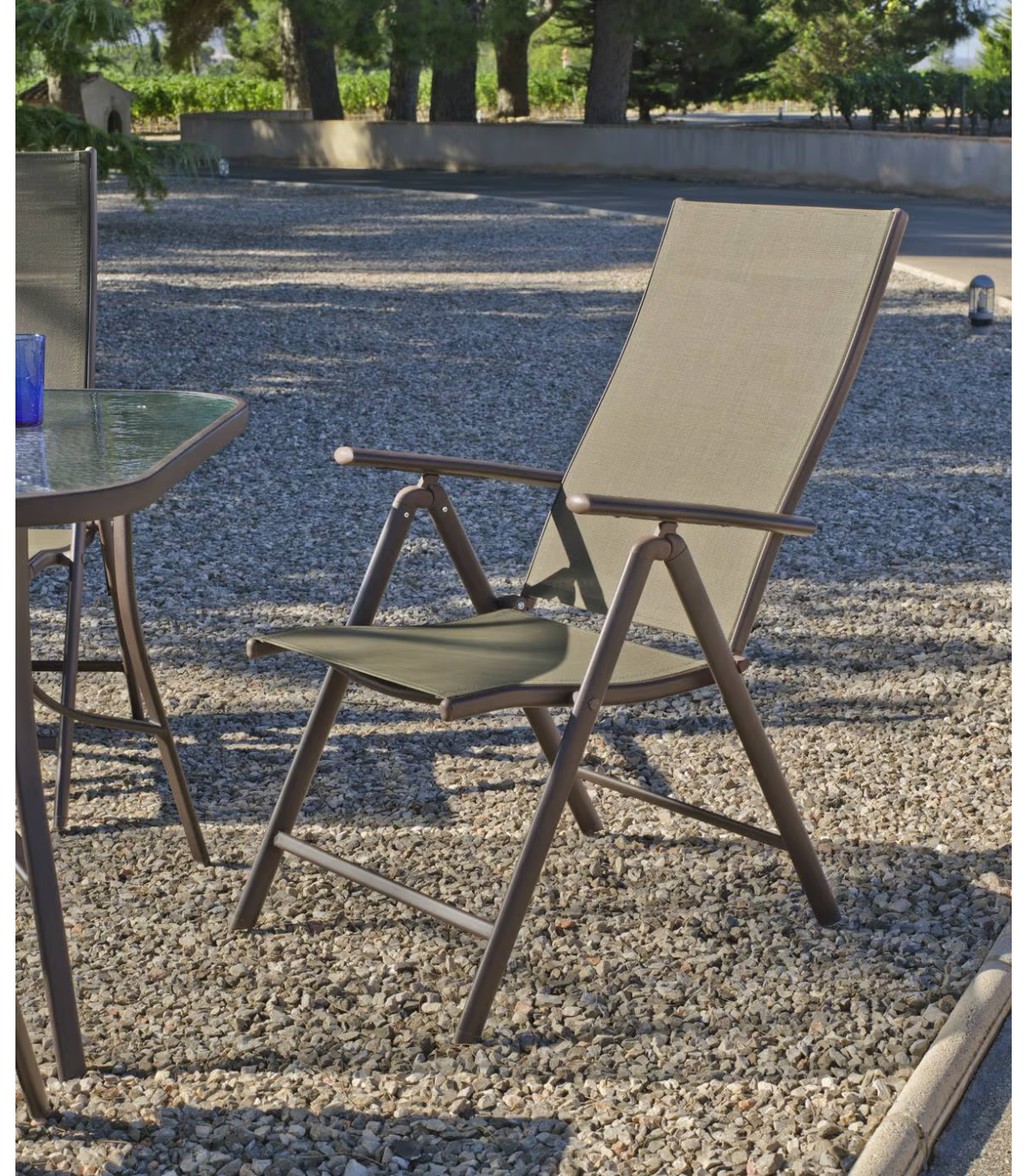 Sillón-tumbona Plegable Acero/textilen Macao-5 Bronce, 100cm(alto) 58cm(ancho) 62/98cm(fo_1