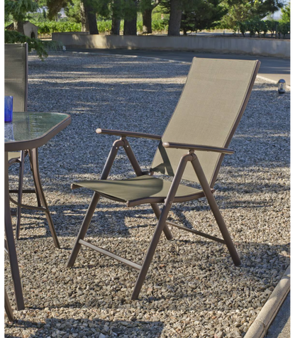 Sillón-tumbona Plegable Acero/textilen Macao-5 Bronce, 100cm(alto) 58cm(ancho) 62/98cm(fo_5