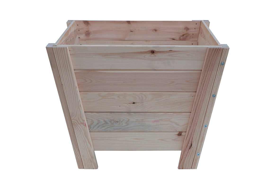 Macetero Abril Cuadrado De Madera Natural De 80 X 80 X 63 Cm 10° 215l, Para Interior, Incluye Bolsa Geotextil..