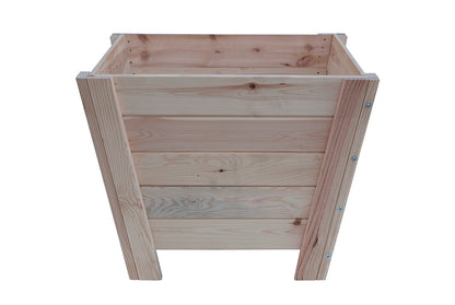 Macetero Abril Cuadrado De Madera Natural De 80 X 80 X 63 Cm 10° 215l, Para Interior, Incluye Bolsa Geotextil..