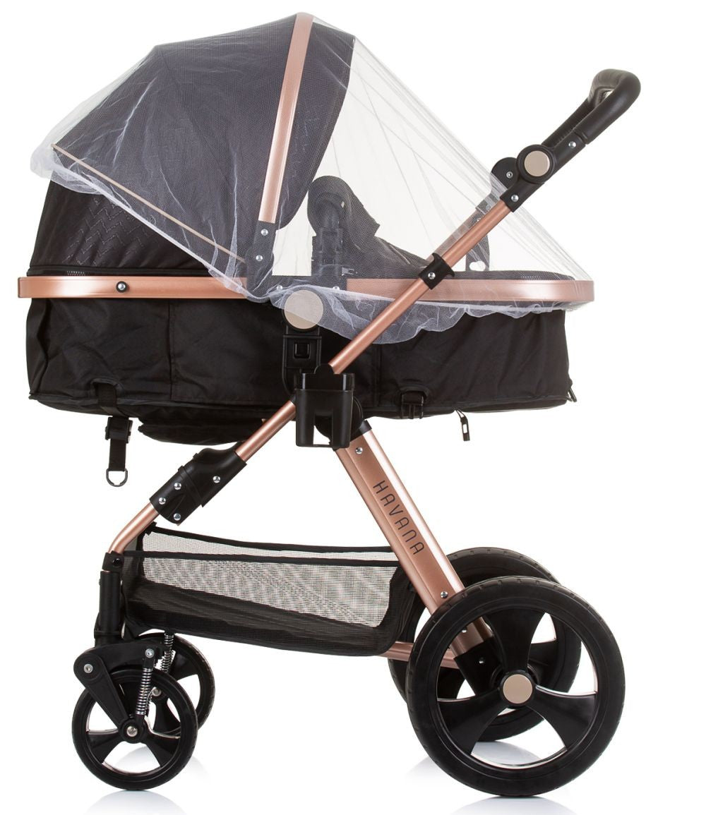 Carrito De Bebé Havana Trio Convertible Hasta 22 Kg Con Bolso Y Mosquitera Obsidian Gold_3