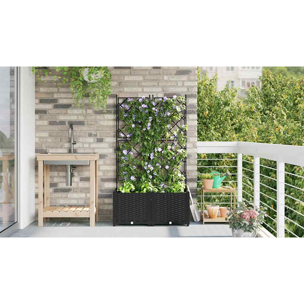 Macetero De Jardín 2 Uds. Negro 80 X 40 X 143 Cm Pp_3