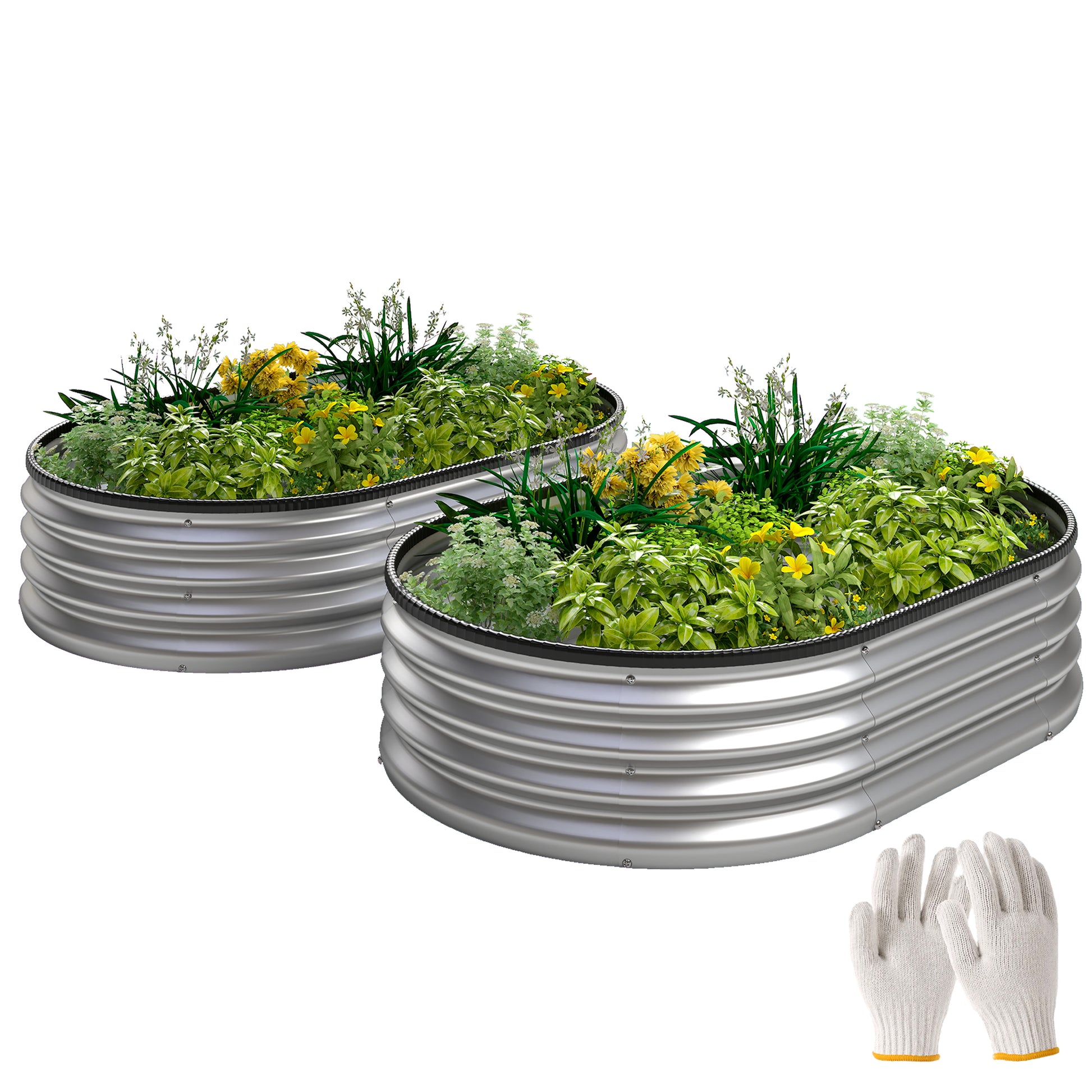 Outsunny Juego De 2 Jardineras Exterior Grandes De Acero Galvanizado_0
