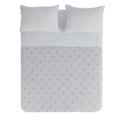 Set Cama 4pc (sábana Bajera 150x200+28cm + Sábana Encimera 230x270cm + 2 Fundas Almohada 50x85cm) 100% Algodón Gris Claro Scalpers Home_0