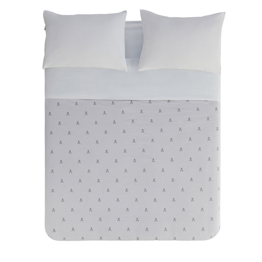 Set Cama 4pc (sábana Bajera 150x200+28cm + Sábana Encimera 230x270cm + 2 Fundas Almohada 50x85cm) 100% Algodón Gris Claro Scalpers Home_0
