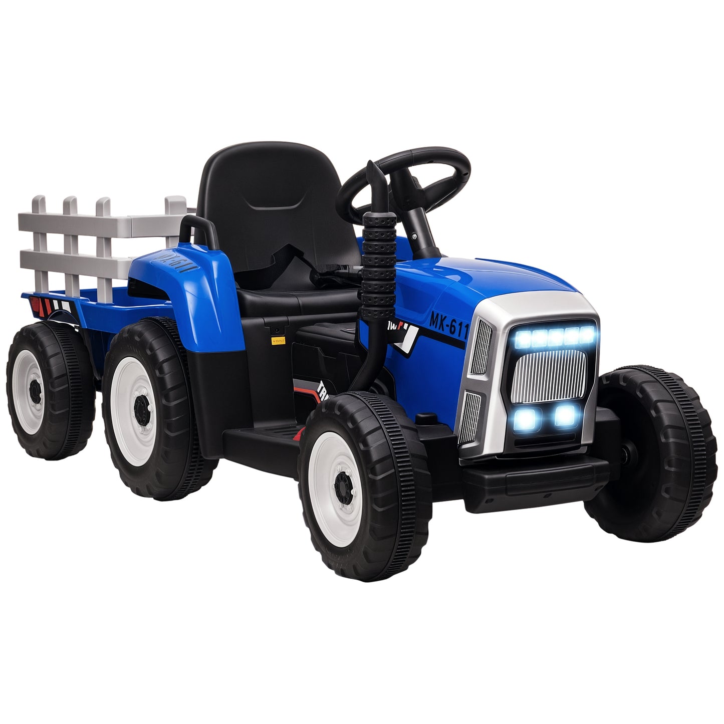 Homcom Tractor Eléctrico Con Remolque Para Niños 3-6 Años 136,5x50x52,5 Cm Azul_0