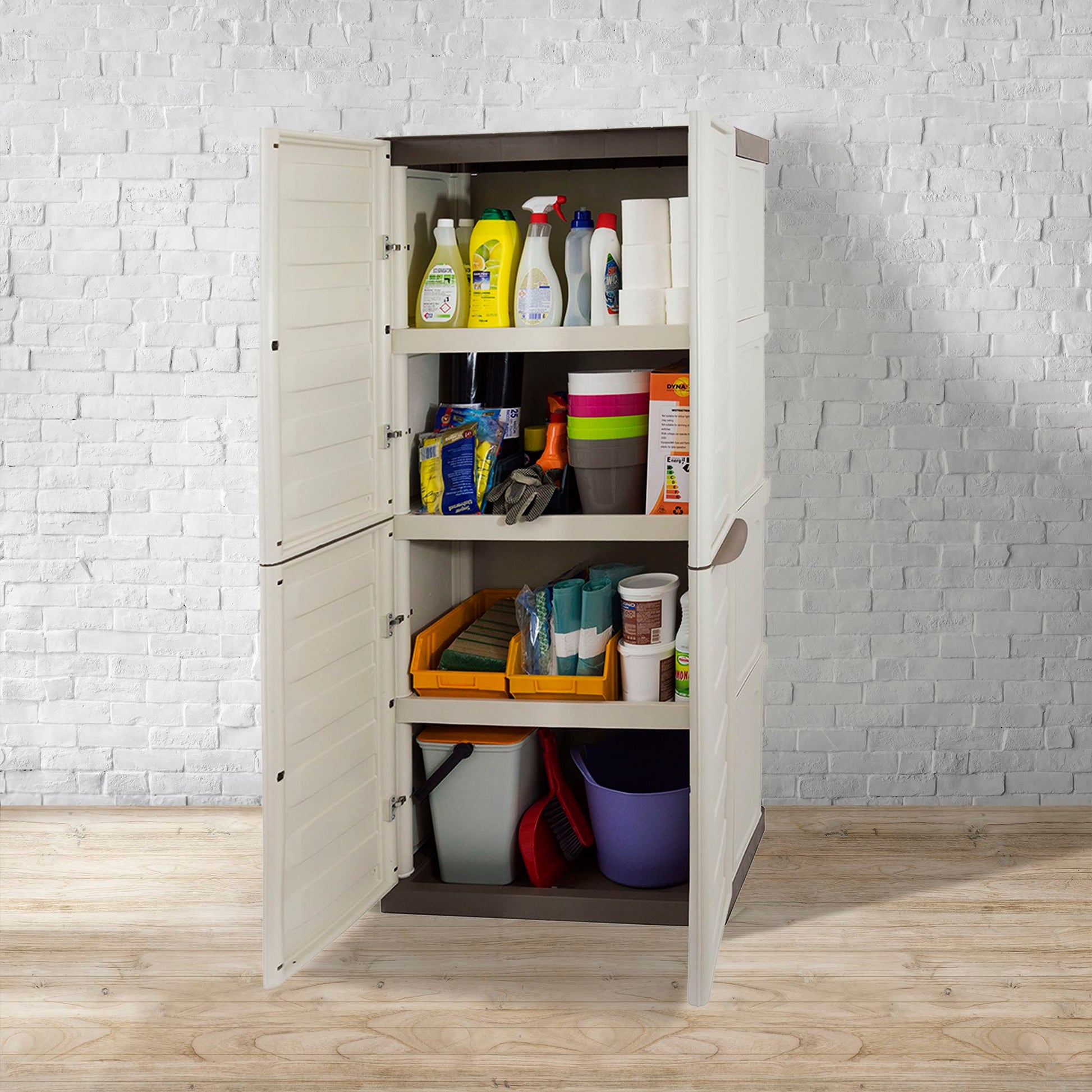 Armario De Altura Completa En Polipropileno, Color Marfil Y Taupe, L 700 X P 390 X H 1.650 Mm_5