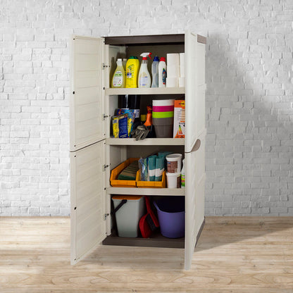 Armario De Altura Completa En Polipropileno, Color Marfil Y Taupe, L 700 X P 390 X H 1.650 Mm_5