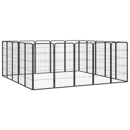 Jaula Perros 20 Paneles Acero Recubierto Polvo Negro 50x100cm_2