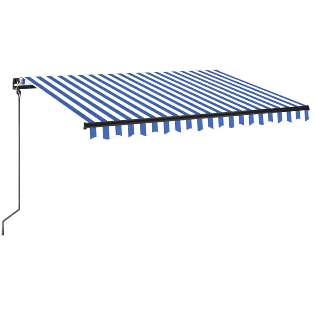 Toldo Manual Retráctil Con Led Azul Y Blanco 350x250 Cm_0