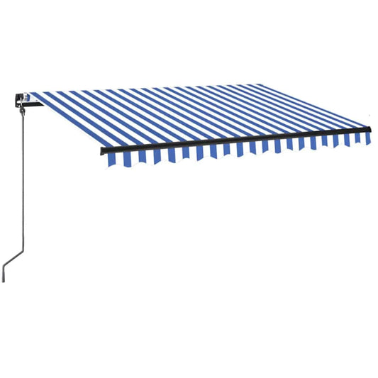 Toldo Manual Retráctil Con Led Azul Y Blanco 350x250 Cm_0