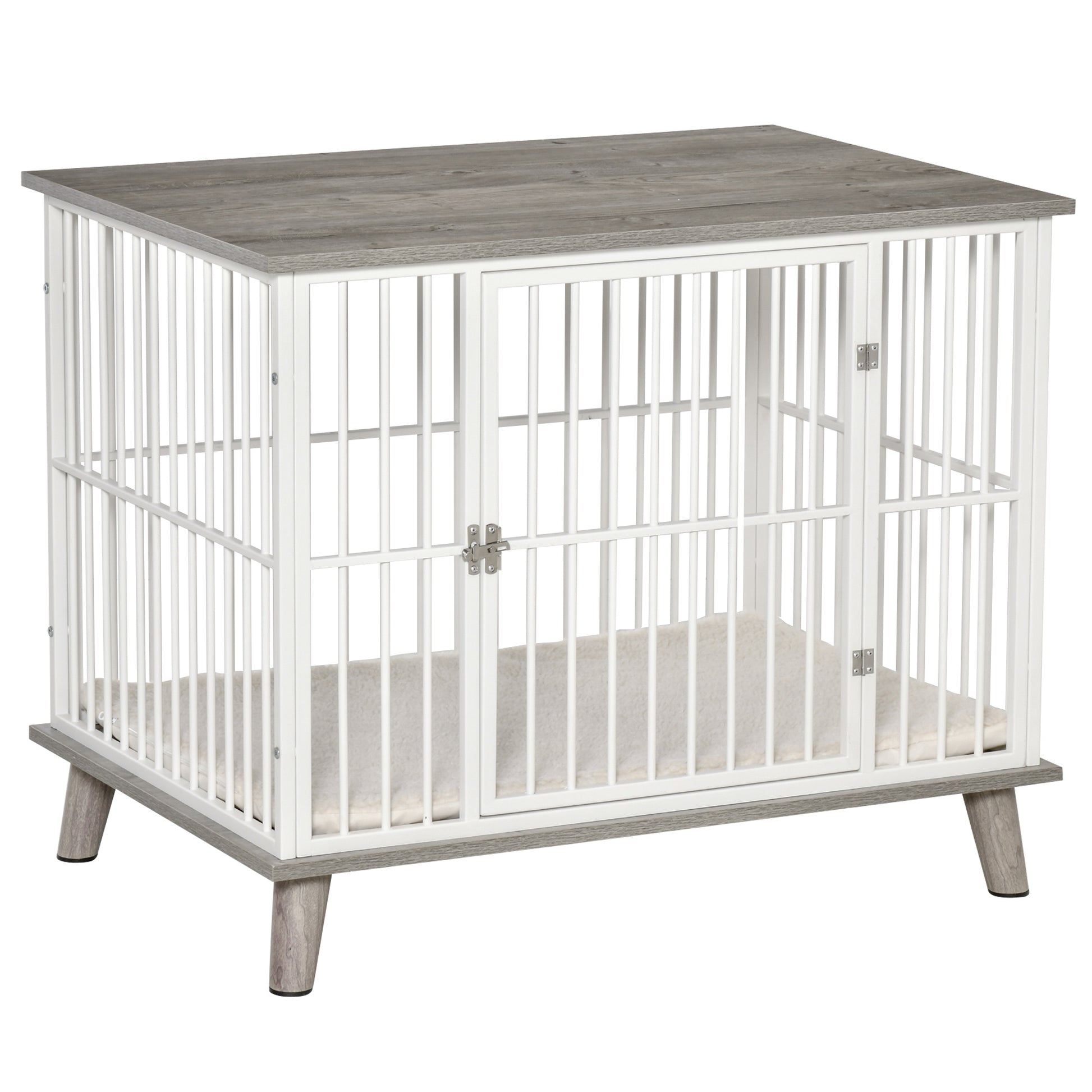 Pawhut Jaula Para Perros De Madera 86x60x70 Cm Con Superficie De Mesa Puerta_0