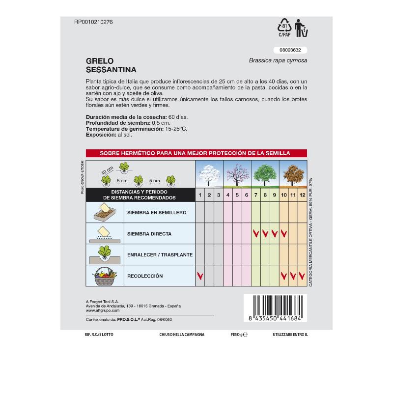 Semillas Grelo Brocoli (10 Gramos) Semillas Verduras, Horticultura, Horticola, Semillas Huerto._1