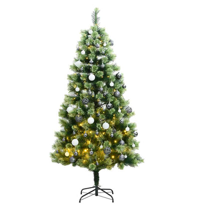 Vidaxl Árbol De Navidad Artificial Con Bisagras 150 Led Y Bolas 150 Cm_0
