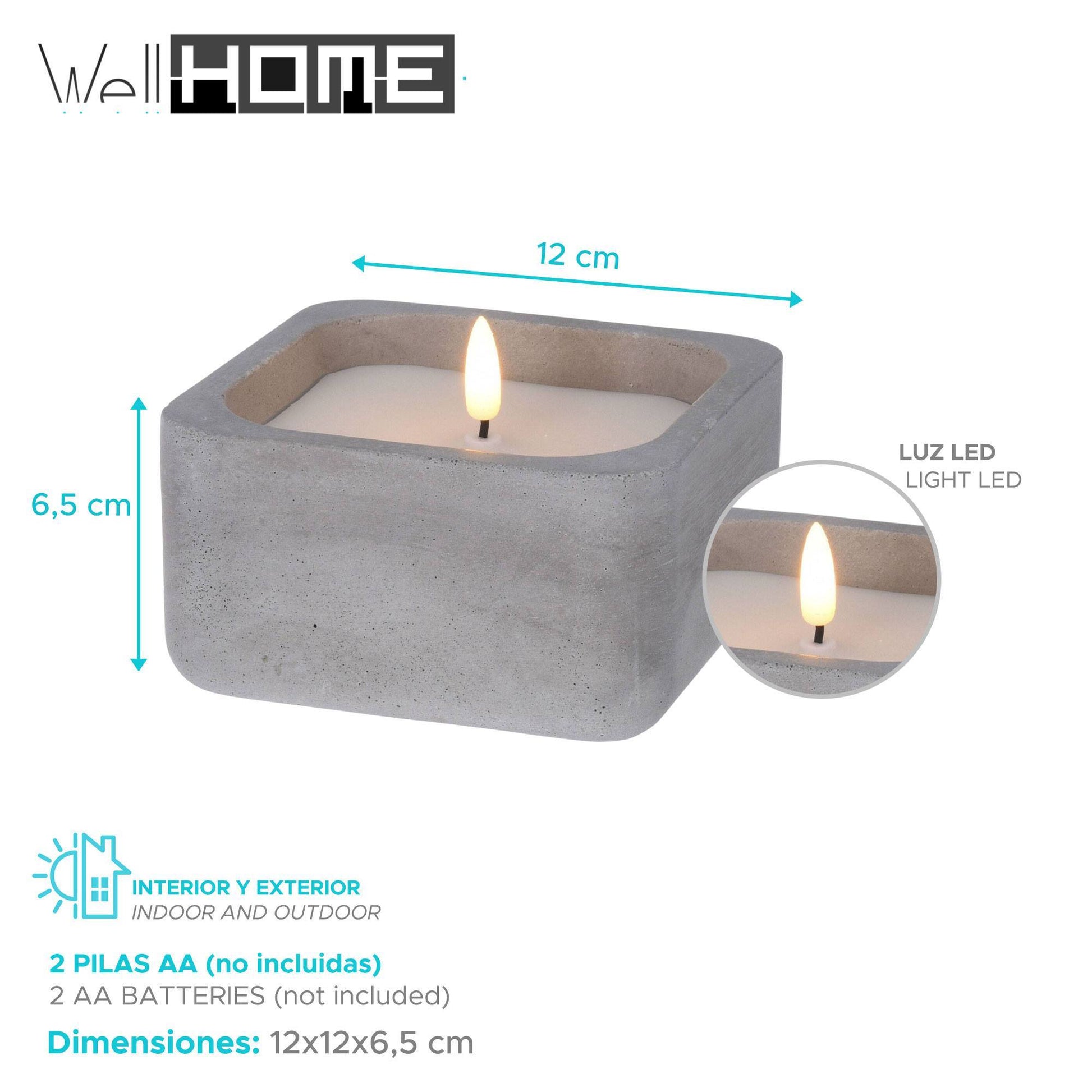 Well Home - Pack 3 Velas Led Cuadrarda Gris