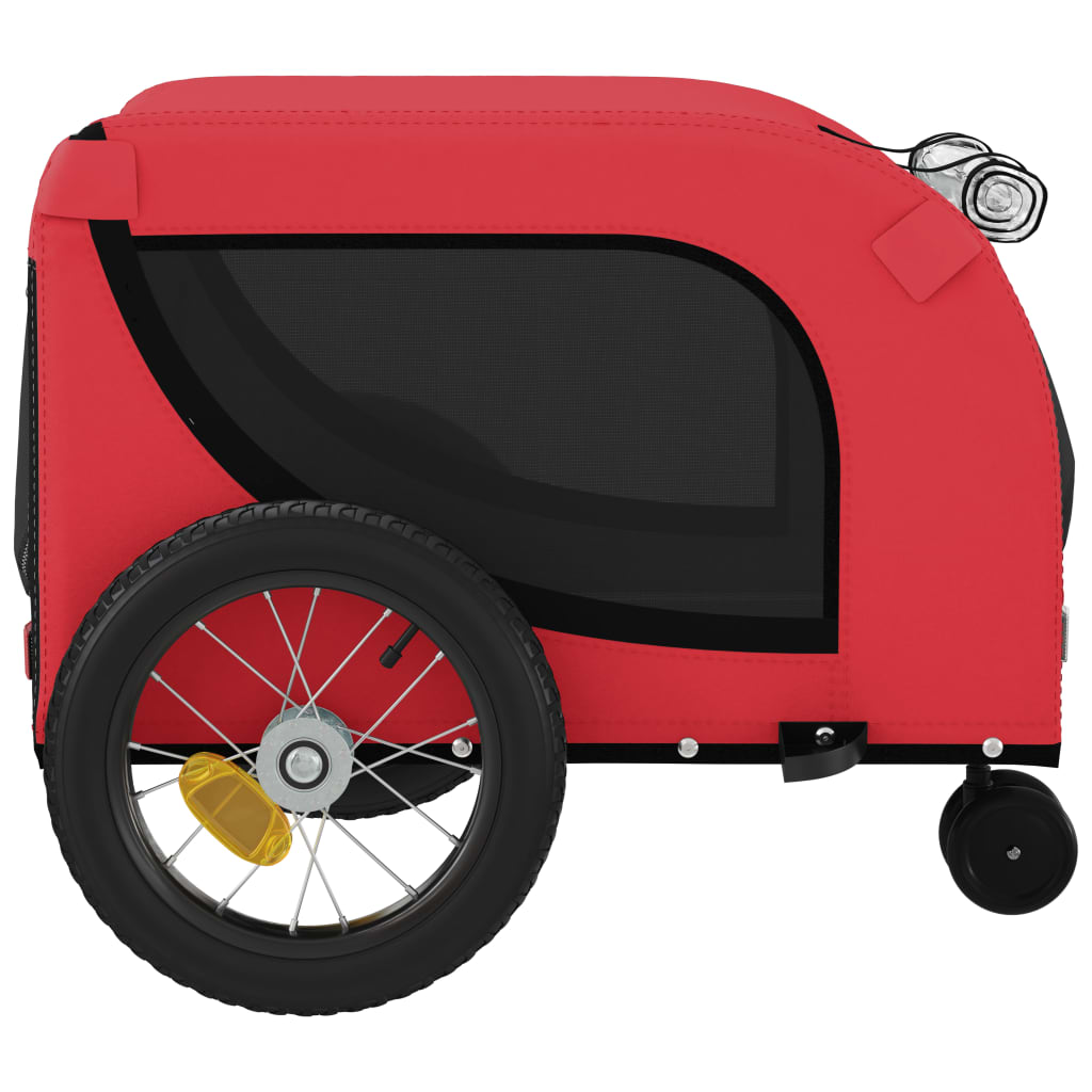 Remolque De Bicicleta Mascotas Hierro Tela Oxford Rojo Negro_5