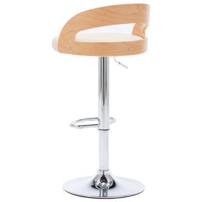 Taburetes De Cocina 2 Uds Cuero Sintético Madera Curvada Crema_5