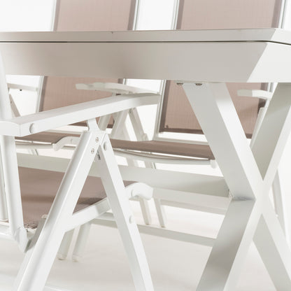 Conjunto Para Jardín De Mesa Extensible 170-240 Y 6 Sillones Reclinables Y Plegables Color Blanco_4